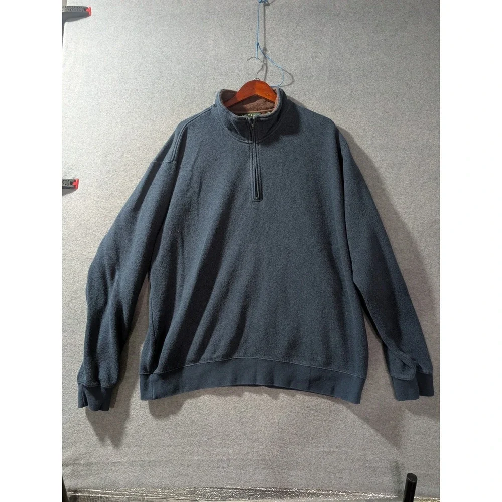 Orvis Quarter Zip Fleece Pullover XXL Blue Outdoor Casual Sweater